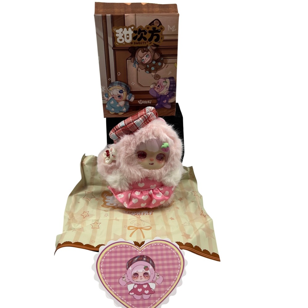 Liroro Sweety Plush Blind Box Figure Pink Strawberry Heart Dress Plaid Cap